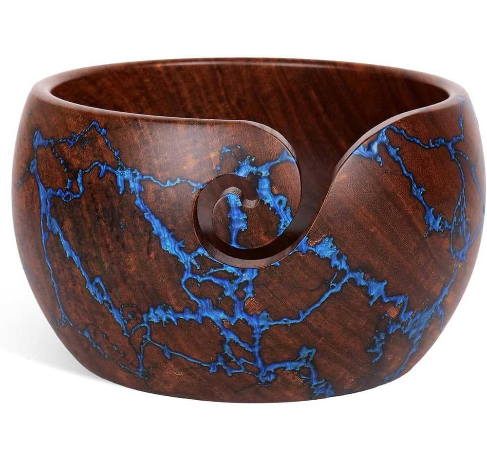 Handcrafted Rosewood Yarn Bowl with Unique Resin Accents - Darn Good Yarn