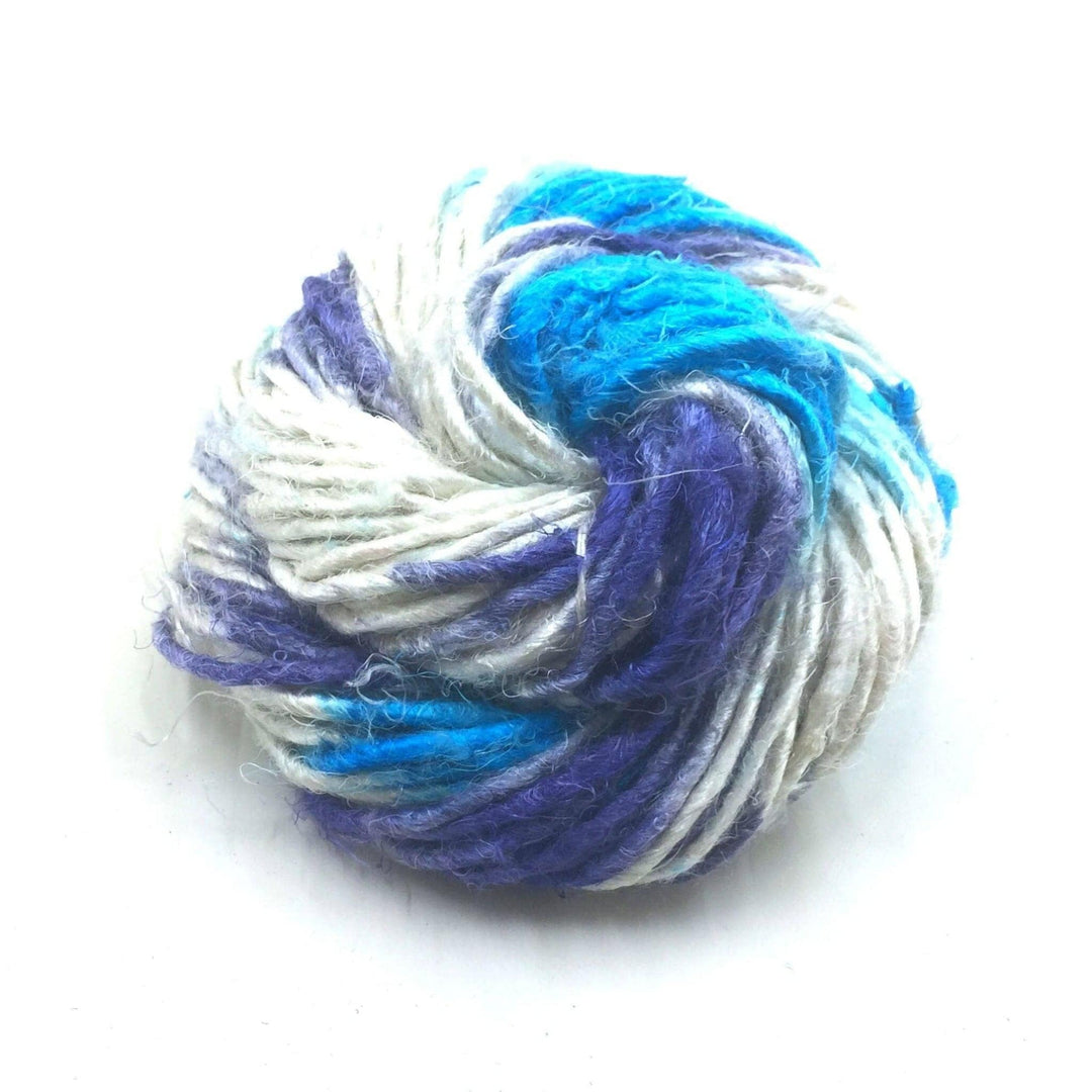 Plant based banana fiber yarn white indigo.
