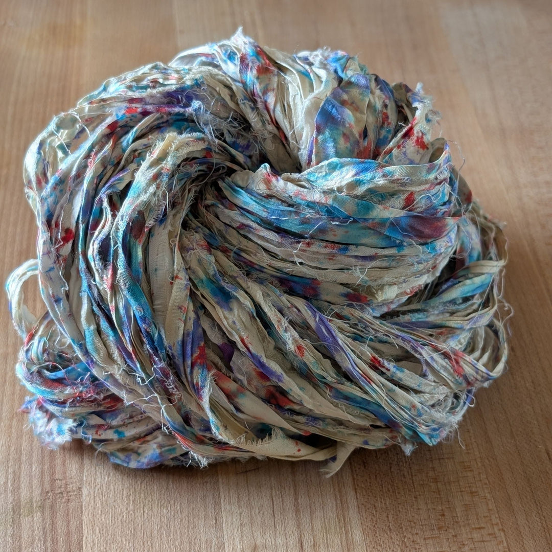 Darn Good Yarn: ✨ Golden Hour Glow Sari Silk Ribbon Yarn Bundle, Yarn