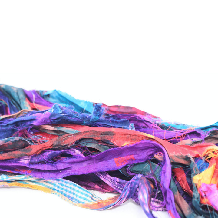 Darn Good Yarn: Tie Dyed Gems: Small Batch Sari Ribbon, Yarn
